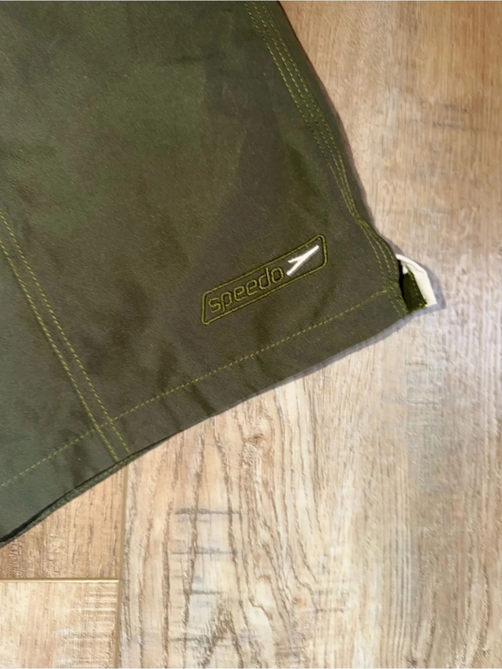 Speedo Olive Swim Trunks with Drawstring Waist